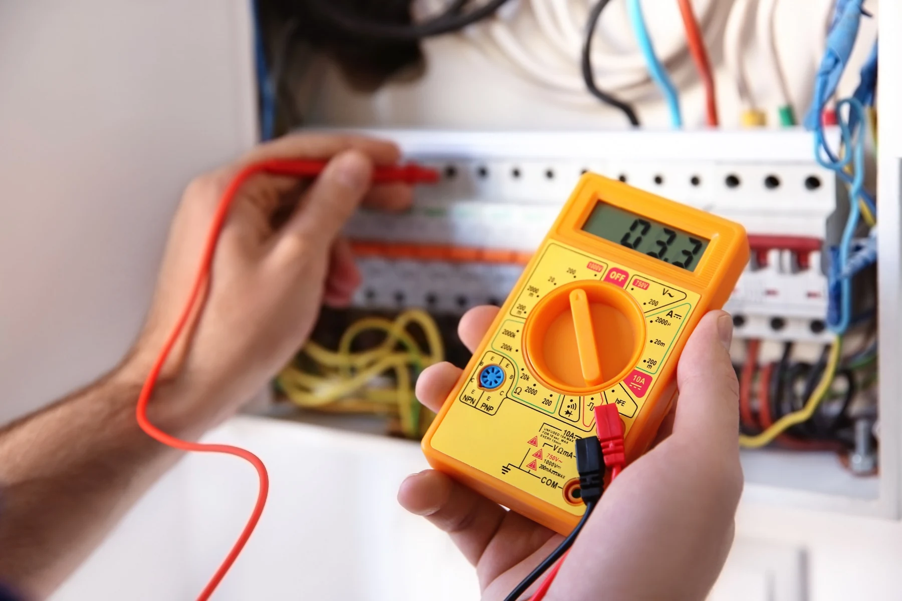 Electrician testing electrical fault before repairs in Gauteng