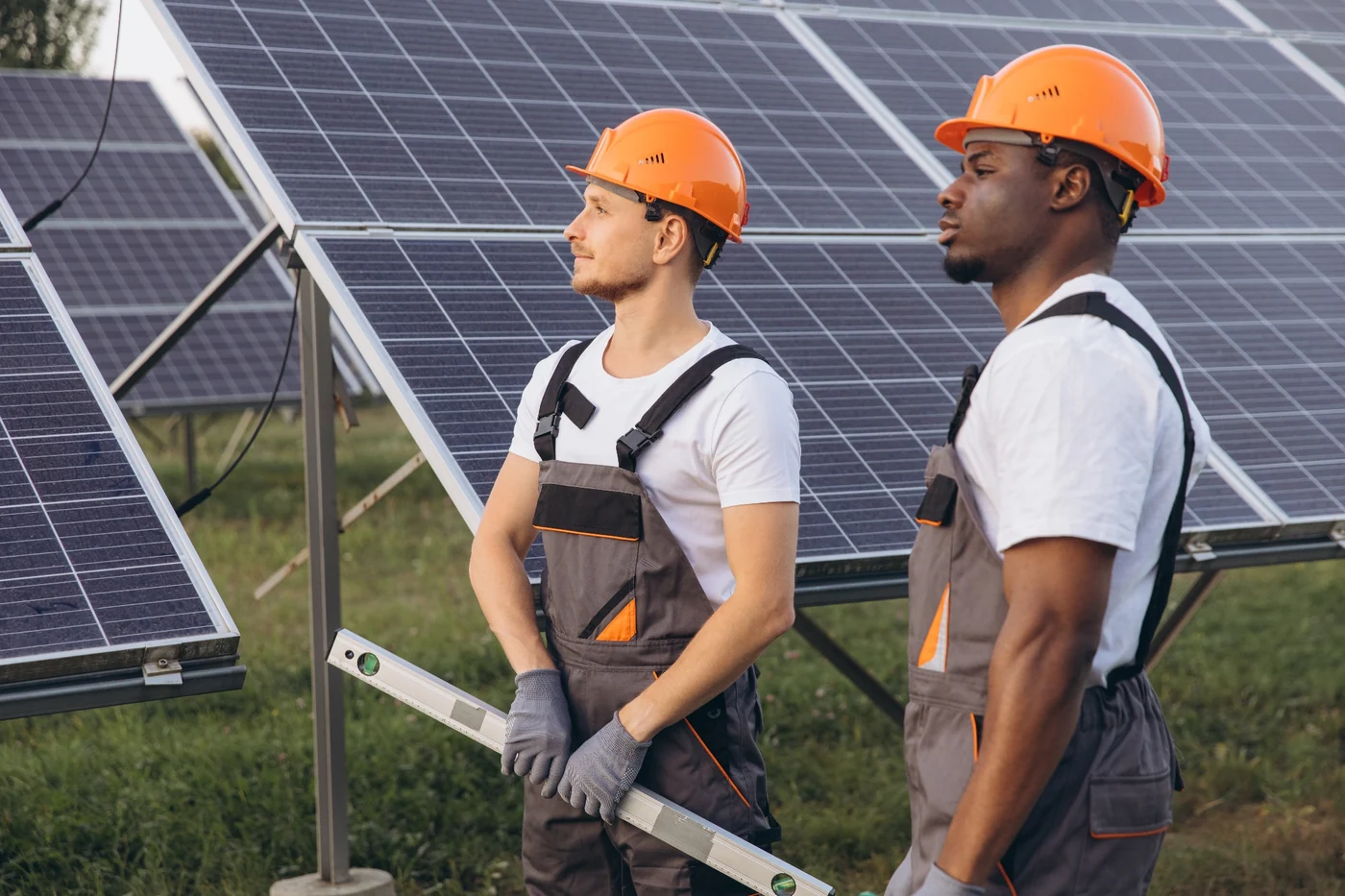 Solar and backup power electrical maintenance inspection in Gauteng Technicians inspecting solar panels during backup power electrical maintenance