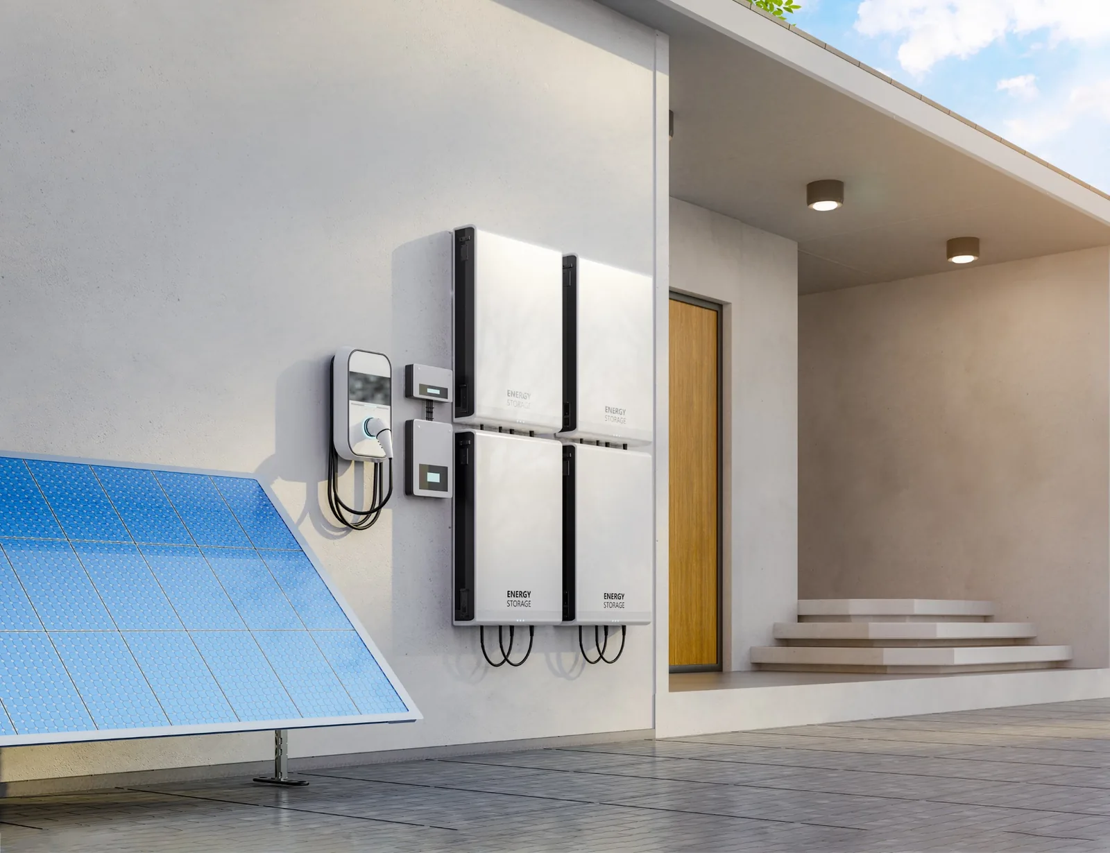 Solar system installation with inverter battery storage and solar panel electrical work